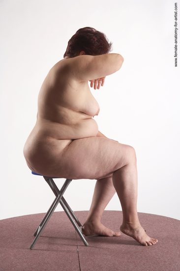 Nude Woman White Sitting poses - ALL Overweight short colored Sitting poses - simple Pinup