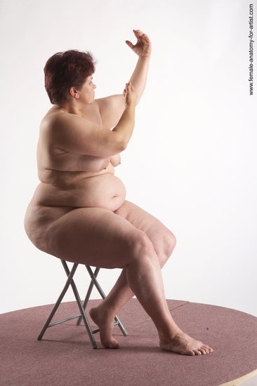 Nude Woman White Sitting poses - ALL Overweight short colored Sitting poses - simple Pinup