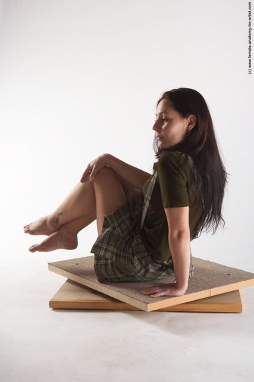 Casual Woman White Laying poses - ALL Slim Laying poses - on stomach long brown Academic