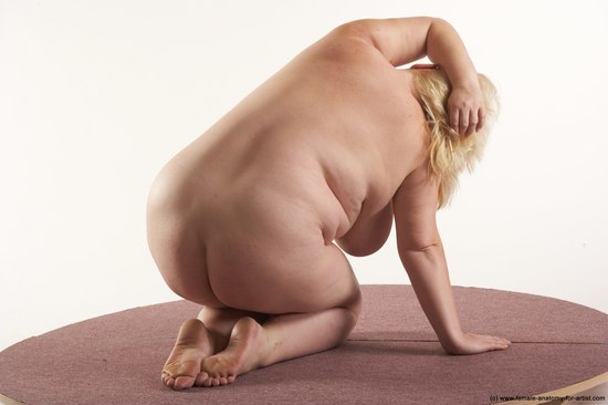 Nude Woman White Kneeling poses - ALL Overweight Kneeling poses - on both knees medium blond Pinup