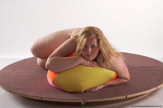 Nude Woman White Laying poses - ALL Overweight Laying poses - on side long blond Pinup