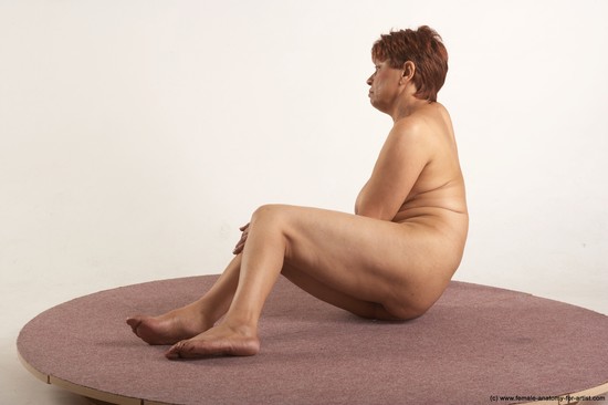 Nude Woman Multiracial Sitting poses - ALL Slim short red Sitting poses - simple Pinup