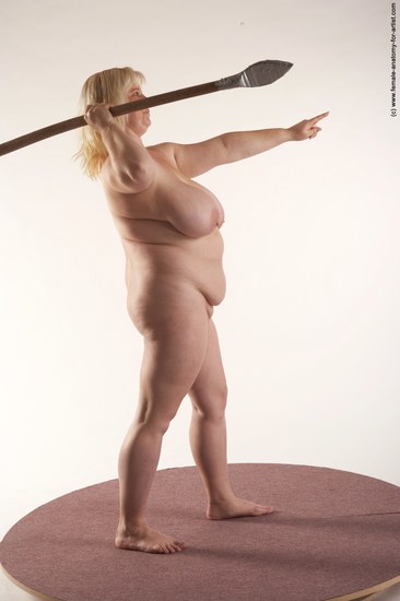 Nude Fighting with spear Woman White Standing poses - ALL Overweight medium blond Standing poses - simple Pinup