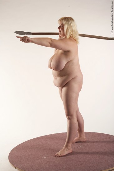 Nude Fighting with spear Woman White Standing poses - ALL Overweight medium blond Standing poses - simple Pinup