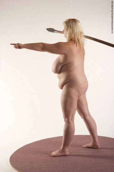 Nude Fighting with spear Woman White Standing poses - ALL Overweight medium blond Standing poses - simple Pinup