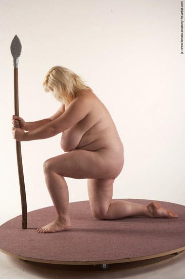 Nude Fighting with spear Woman White Kneeling poses - ALL Overweight Kneeling poses - on one knee medium blond Pinup