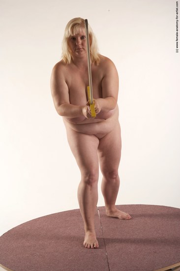 Nude Fighting with spear Woman White Standing poses - ALL Overweight medium blond Standing poses - simple Pinup