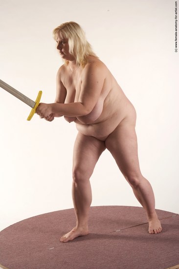 Nude Fighting with spear Woman White Standing poses - ALL Overweight medium blond Standing poses - simple Pinup