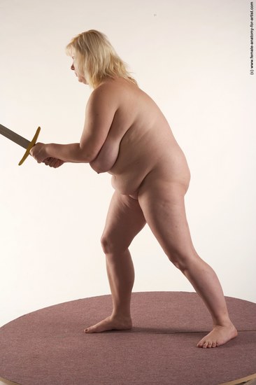 Nude Fighting with spear Woman White Standing poses - ALL Overweight medium blond Standing poses - simple Pinup