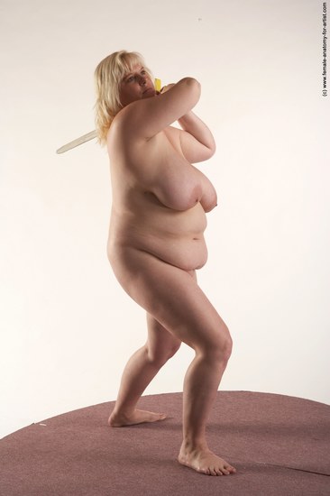 Nude Fighting with spear Woman White Standing poses - ALL Overweight medium blond Standing poses - simple Pinup