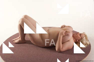 Nude Woman White Laying poses - ALL Overweight Laying poses - on back medium blond Pinup