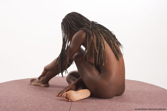 Nude Woman Black Sitting poses - ALL Slim dreadlocks black Sitting poses - simple Pinup