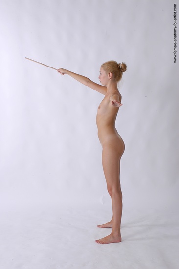 Nude Woman White Moving poses Slim long blond Pinup