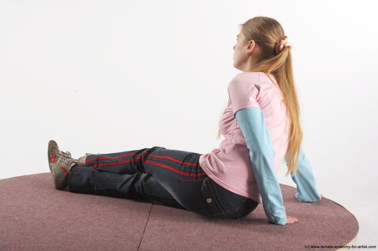 Casual Woman White Sitting poses - ALL Slim long blond Sitting poses - simple Academic