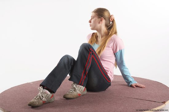 Casual Woman White Sitting poses - ALL Slim long blond Sitting poses - simple Academic