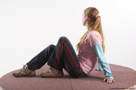 Casual Woman White Sitting poses - ALL Slim long blond Sitting poses - simple Academic