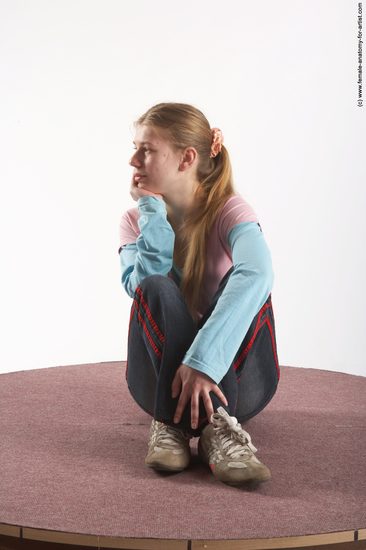 Casual Woman White Sitting poses - ALL Slim long blond Sitting poses - simple Academic