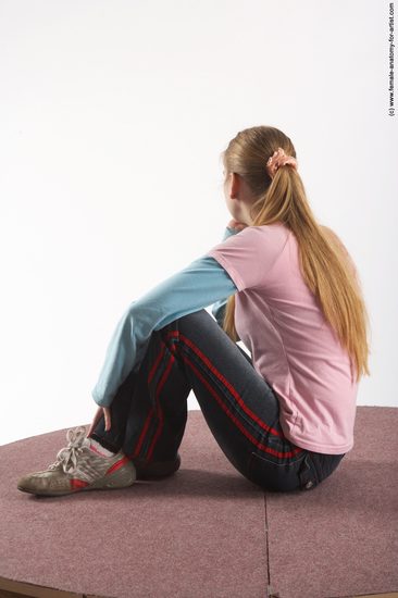 Casual Woman White Sitting poses - ALL Slim long blond Sitting poses - simple Academic