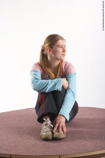 Casual Woman White Sitting poses - ALL Slim long blond Sitting poses - simple Academic