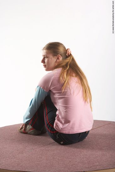 Casual Woman White Sitting poses - ALL Slim long blond Sitting poses - simple Academic