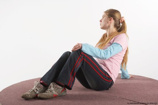 Casual Woman White Sitting poses - ALL Slim long blond Sitting poses - simple Academic