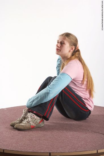 Casual Woman White Sitting poses - ALL Slim long blond Sitting poses - simple Academic