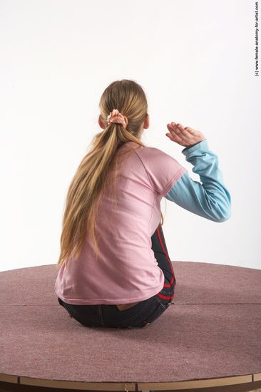 Casual Woman White Sitting poses - ALL Slim long blond Sitting poses - simple Academic