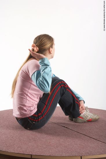 Casual Woman White Sitting poses - ALL Slim long blond Sitting poses - simple Academic