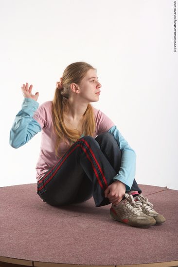 Casual Woman White Sitting poses - ALL Slim long blond Sitting poses - simple Academic