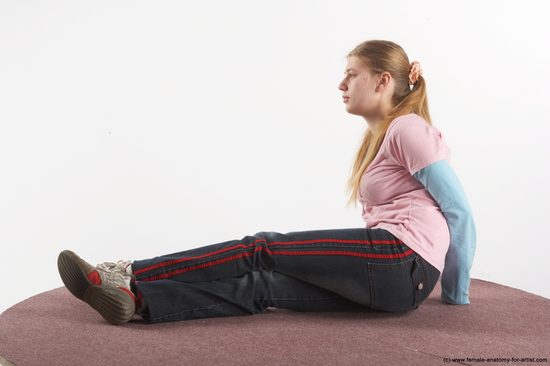 Casual Woman White Sitting poses - ALL Slim long blond Sitting poses - simple Academic