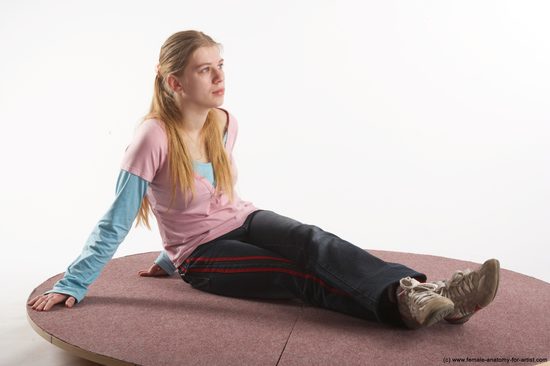 Casual Woman White Sitting poses - ALL Slim long blond Sitting poses - simple Academic