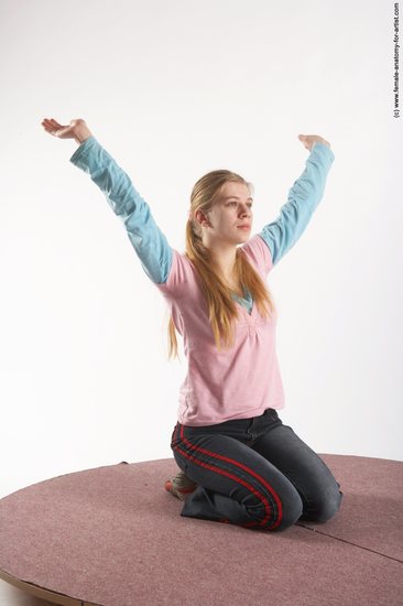 Casual Woman White Sitting poses - ALL Slim long blond Academic