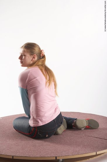 Casual Woman White Sitting poses - ALL Slim long blond Sitting poses - simple Academic