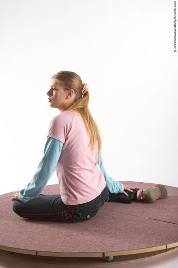 Casual Woman White Sitting poses - ALL Slim long blond Sitting poses - simple Academic