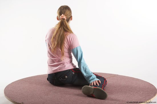 Casual Woman White Sitting poses - ALL Slim long blond Sitting poses - simple Academic