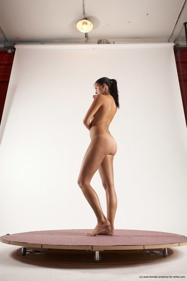 Nude Woman White Standing poses - ALL Slim long brown Standing poses - simple Multi angle poses Pinup