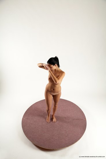 Nude Woman White Standing poses - ALL Slim long brown Standing poses - simple Multi angle poses Pinup