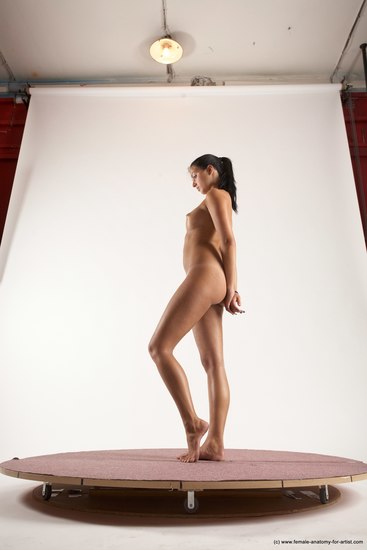 Nude Woman White Standing poses - ALL Slim long brown Standing poses - simple Multi angle poses Pinup