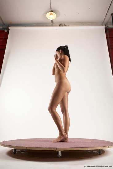 Nude Woman White Standing poses - ALL Slim long brown Standing poses - simple Multi angle poses Pinup