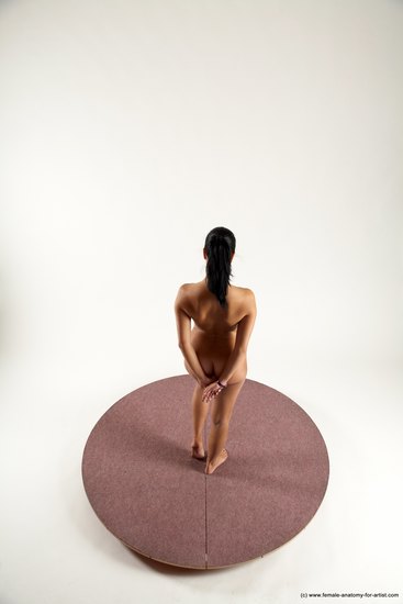 Nude Woman White Standing poses - ALL Slim long brown Standing poses - simple Multi angle poses Pinup