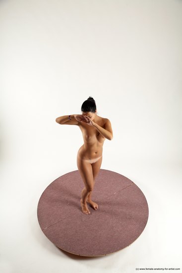 Nude Woman White Standing poses - ALL Slim long brown Standing poses - simple Multi angle poses Pinup