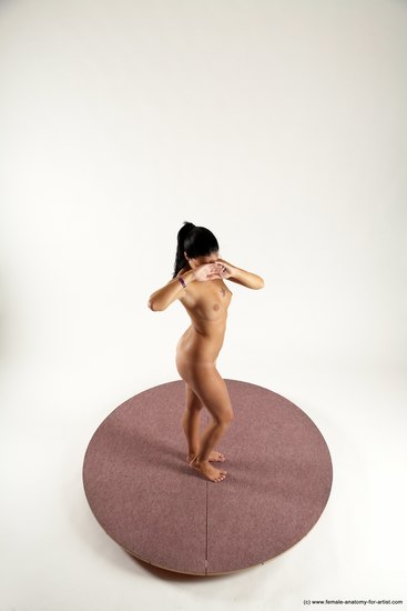 Nude Woman White Standing poses - ALL Slim long brown Standing poses - simple Multi angle poses Pinup