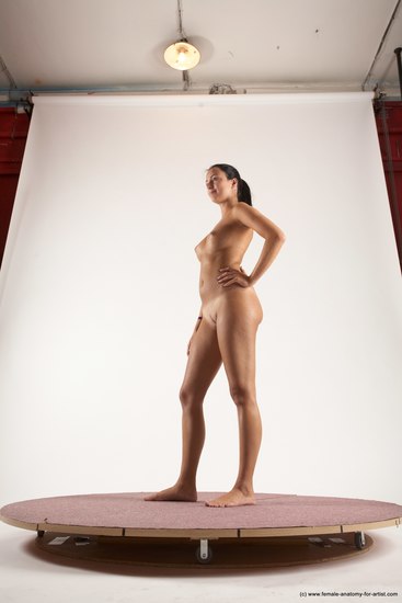 Nude Woman White Standing poses - ALL Slim long black Standing poses - simple Multi angle poses Pinup