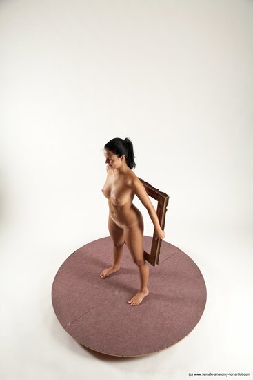 Nude Woman White Standing poses - ALL Slim long black Standing poses - simple Multi angle poses Pinup