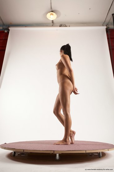 Nude Woman White Standing poses - ALL Slim long black Standing poses - simple Multi angle poses Pinup