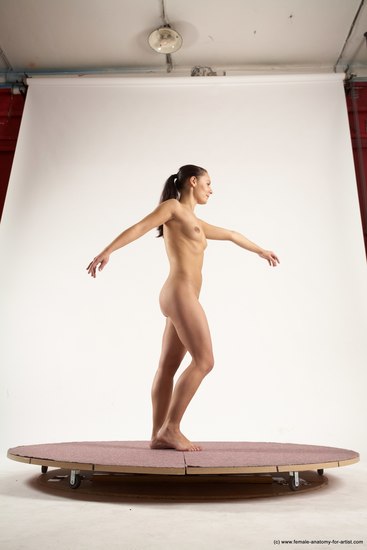 Nude Woman White Moving poses Slim long brown Multi angle poses Pinup