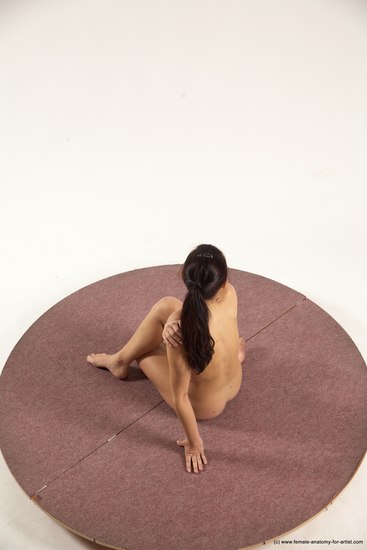 Nude Woman White Sitting poses - ALL Slim long brown Sitting poses - simple Multi angle poses Pinup