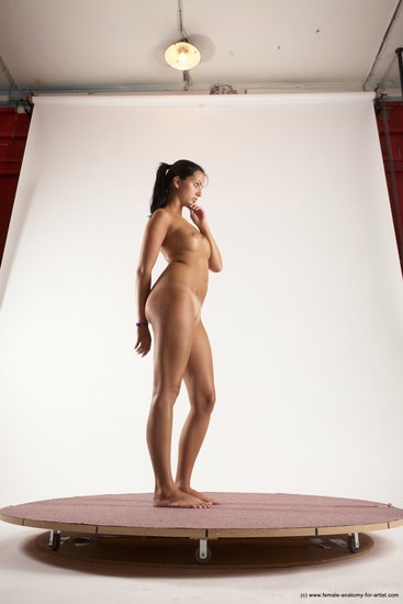 Nude Woman White Standing poses - ALL Slim long black Standing poses - simple Multi angle poses Pinup