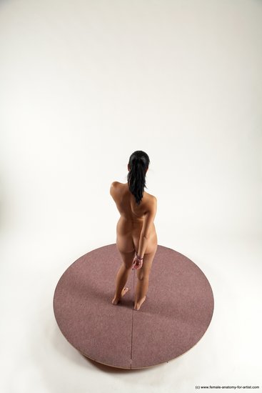 Nude Woman White Standing poses - ALL Slim long black Standing poses - simple Multi angle poses Pinup