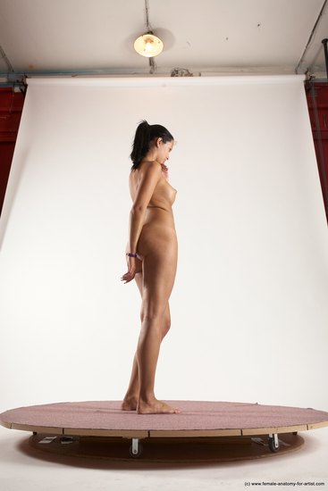 Nude Woman White Standing poses - ALL Slim long black Standing poses - simple Multi angle poses Pinup